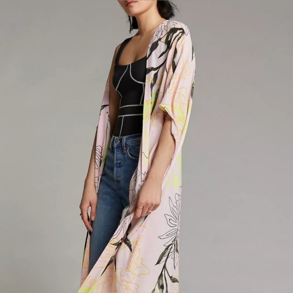Floral Kimono Sleeve Blouse - Pink